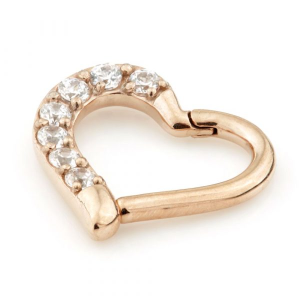 Rose Gold Steel Multi GEM HINGE HEART RING - Image 3