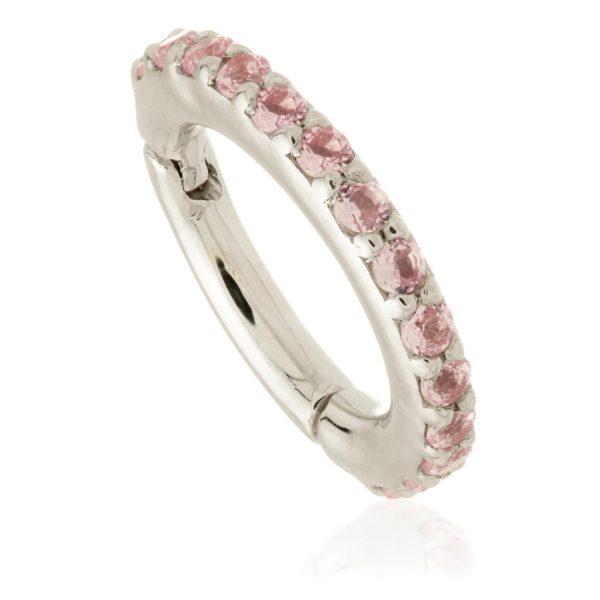 14ct Gold Pavé Pink Sapphire Eternity Hinge Ring