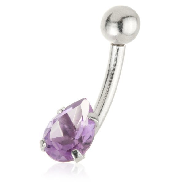 Amethyst Pear Navel Bar White