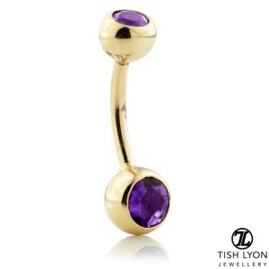 Gold Amethyst Round Navel