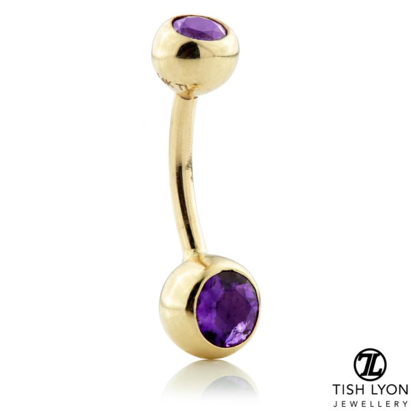 Gold Amethyst Round Navel